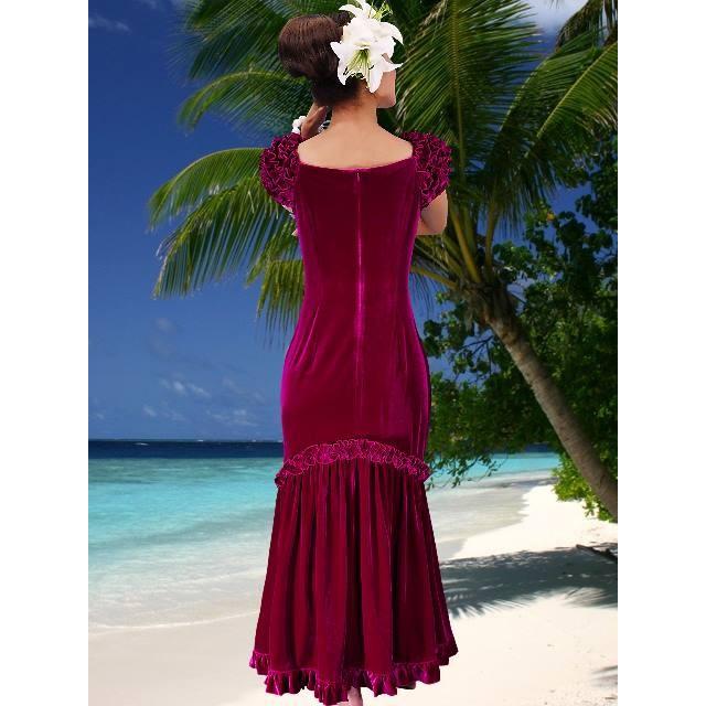 フラダンス ムームー ドレス ベルベット ワイン LLサイズ 1078wiLL |  | 02