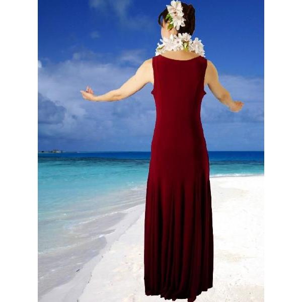 フラダンス 無地 ワンピースドレス ワイン 1177a |  | 02