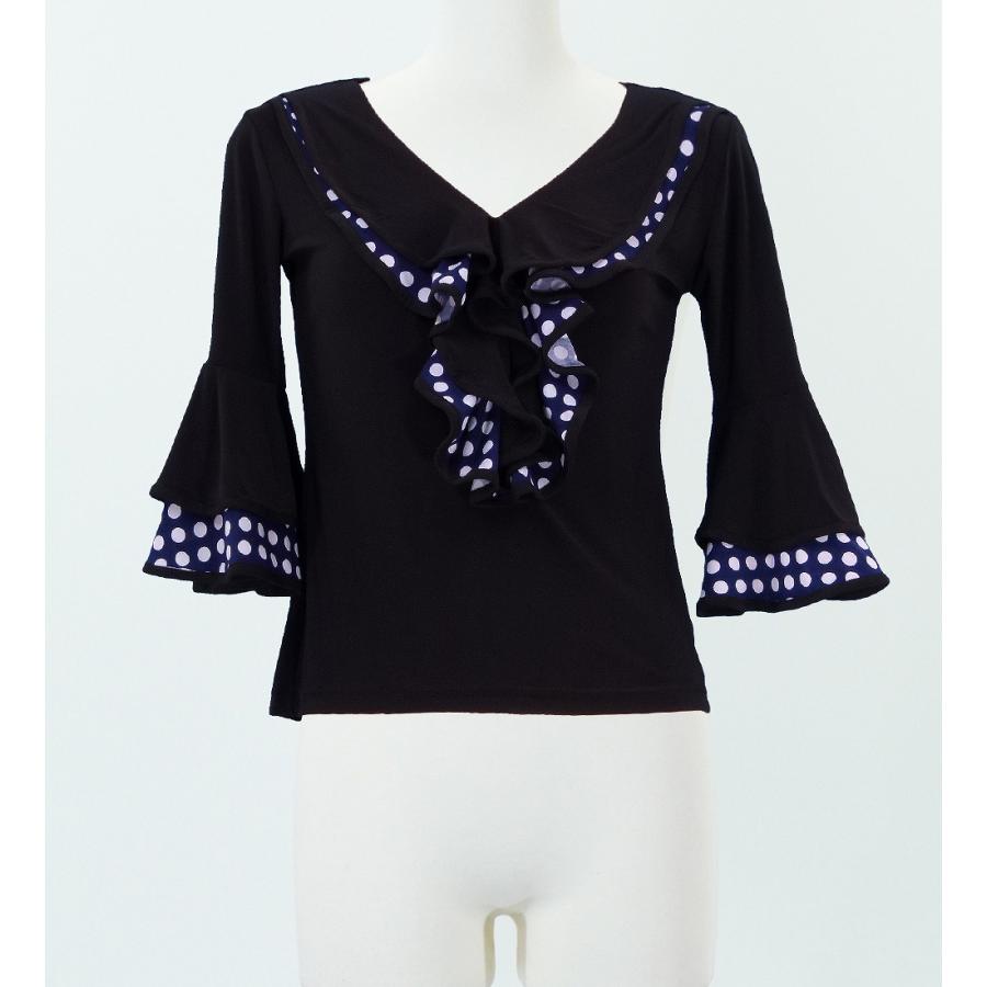 フラメンコ 水玉フリル ブラウス ブルー Mサイズ 1258 | 