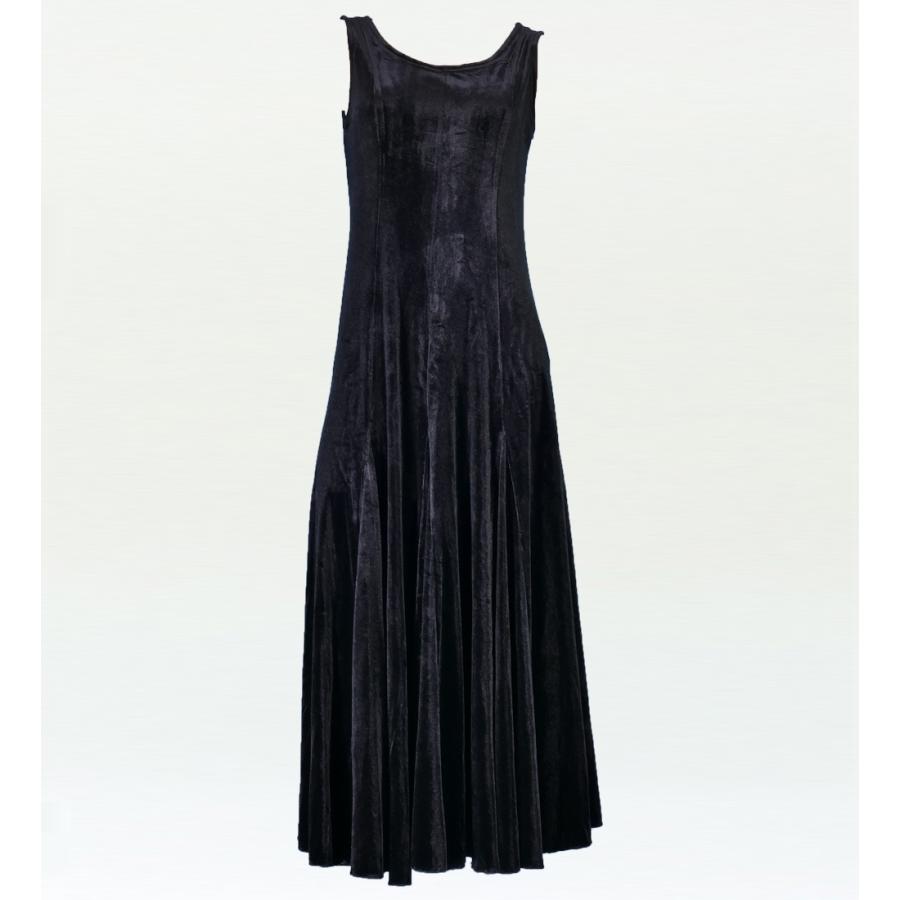 フラメンコ ベルベット ワンピース ブラック フリーサイズ 1267b | 