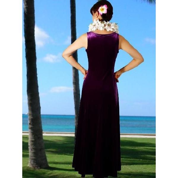 フラダンス ベルベット無地 ワンピースドレス パープル 1268a |  | 02