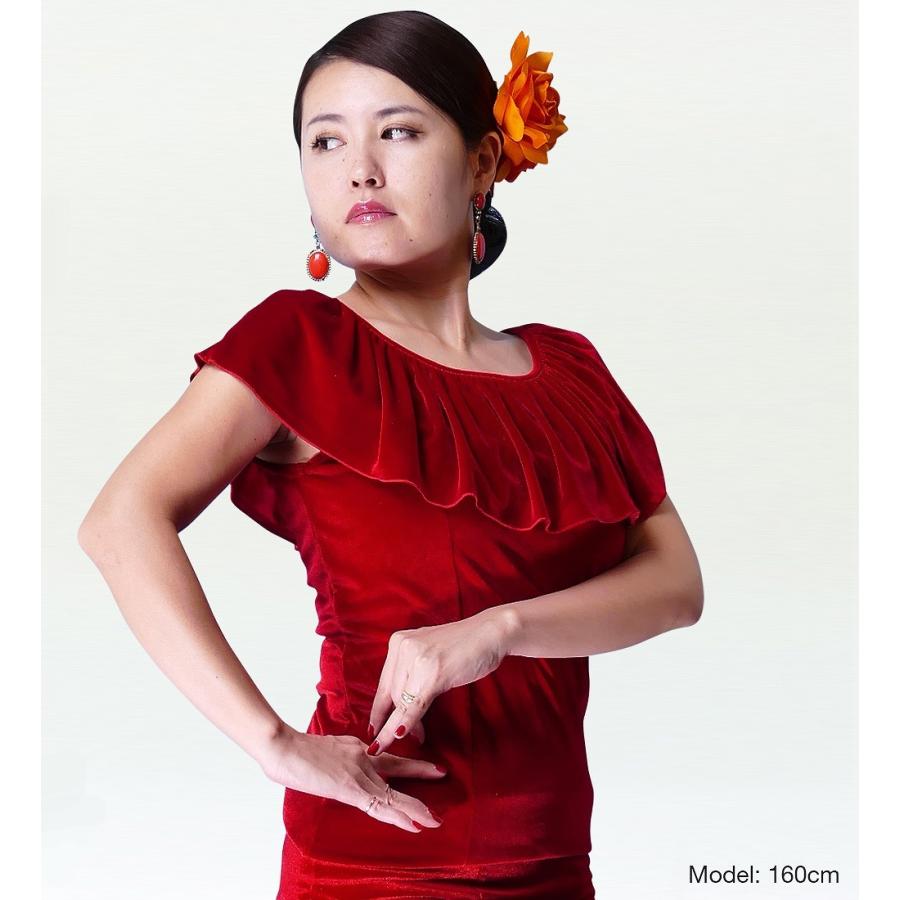 フラメンコ ベルベット フリル ブラウス レッド Mサイズ 1315bF |  | 01
