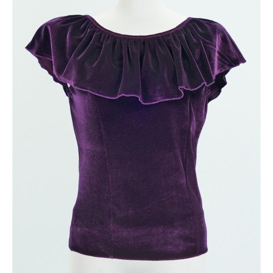 フラメンコ ベルベット フリル ブラウス パープル Mサイズ 1317bF | 