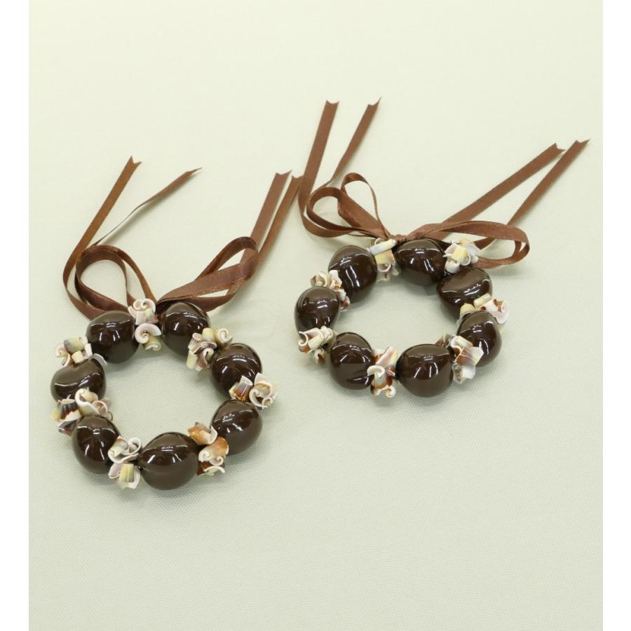 フラダンス ストロベリーシェル（マガキ貝）&ククイ ブレスレット 2点セット ブラウン 1498br |  | 02