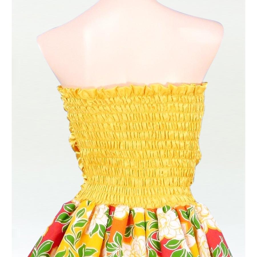 【美品 フラメンコ衣装】イエローグリーン×フリル ドレス 胸パット付き フラダンス ムームー フリル ミディ丈ドレス グリーン Fサイズ