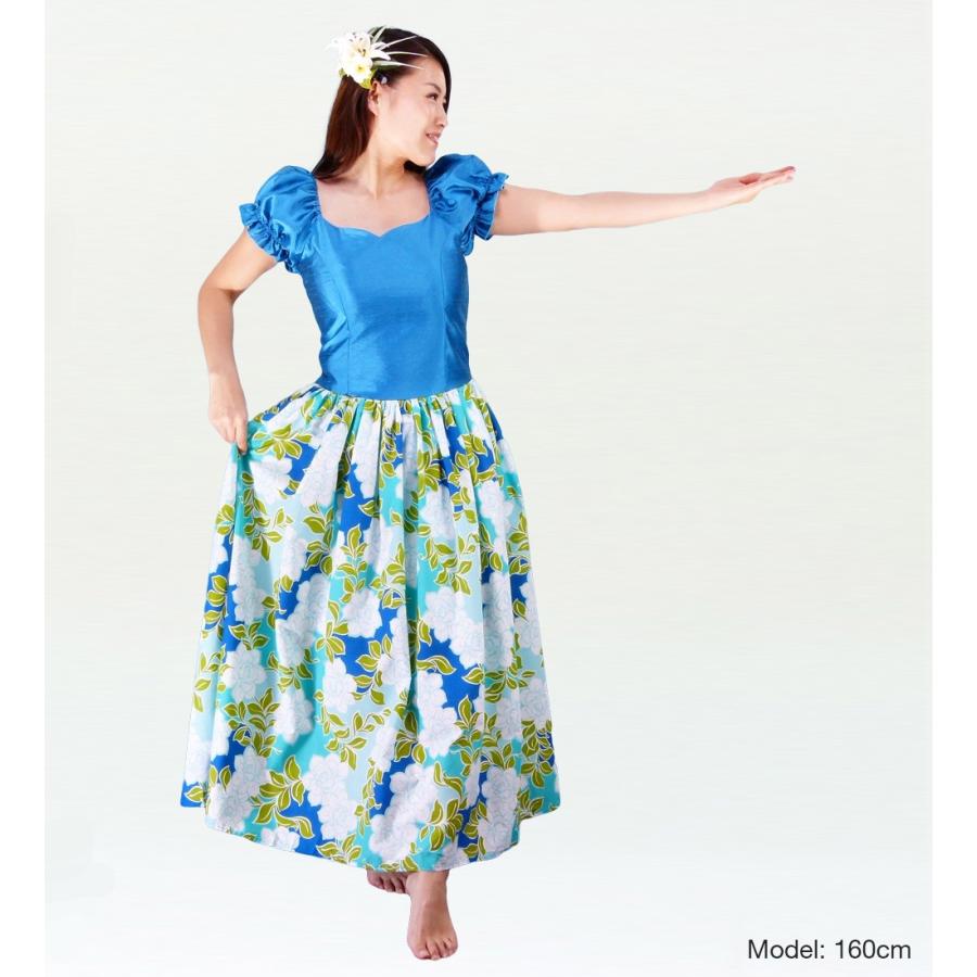 フラダンス ムームー パフスリーブ ロング丈 ドレス クリスタルシャインブルー Fサイズ 1626blF |  | 01