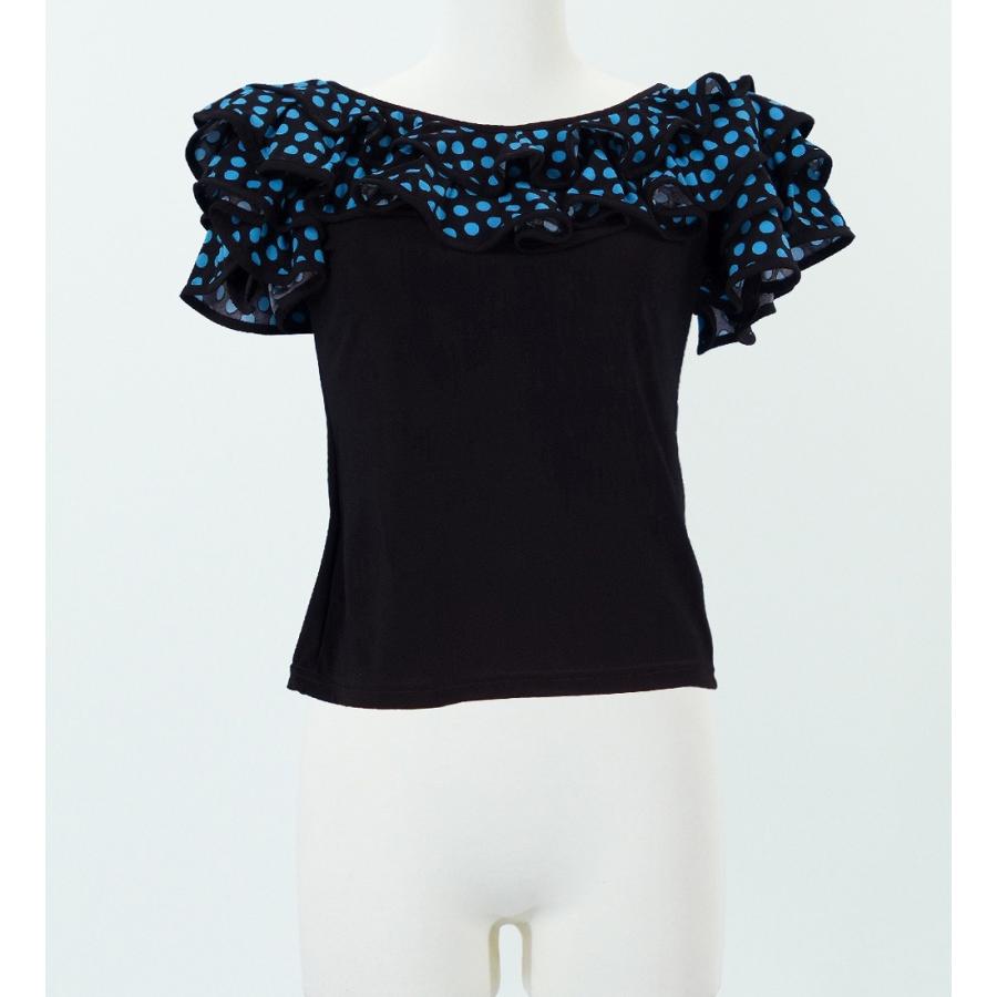 フラメンコ 水玉フリル ブラウス ブルー Fサイズ 1638blF | 