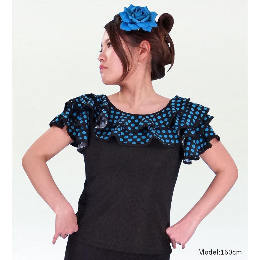 フラメンコ 水玉フリル ブラウス ブルー Fサイズ 1638blF |  | 01