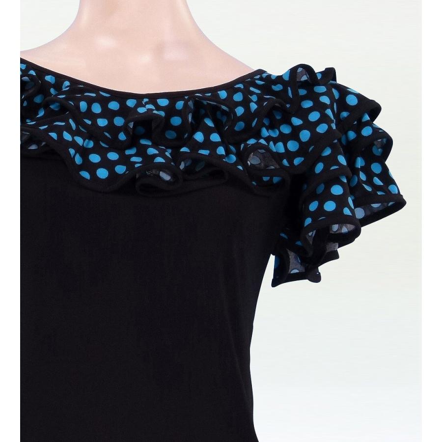 フラメンコ 水玉フリル ブラウス ブルー Fサイズ 1638blF |  | 03