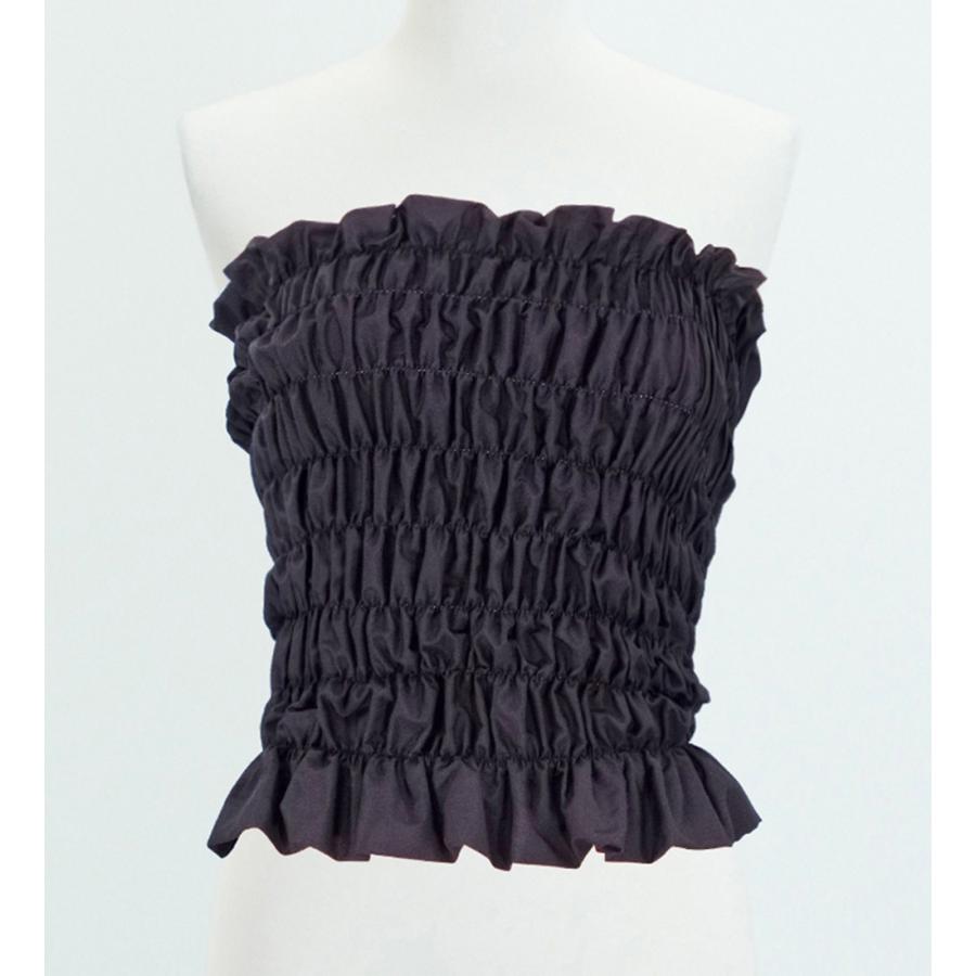 フラダンス シャーリングチューブトップ ブラウス ブラック 1663b | 