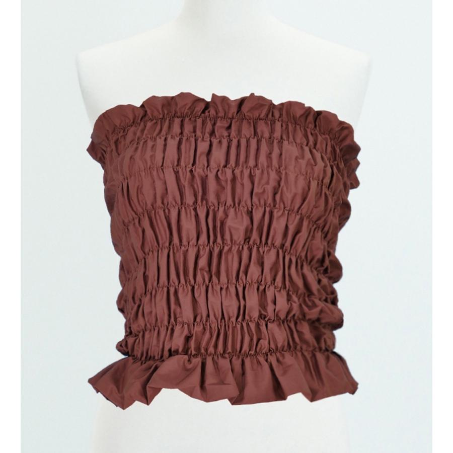 フラダンス シャーリングチューブトップ ブラウス ブラウン 1663br | 