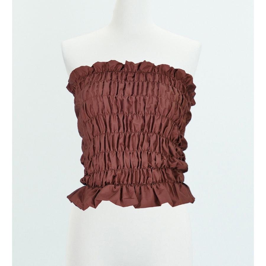フラダンス シャーリングチューブトップ ブラウス ブラウン 1663br |  | 02