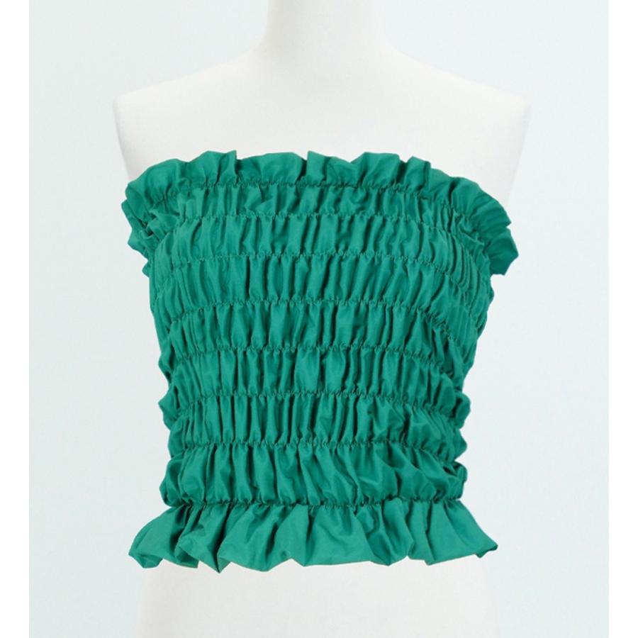 フラダンス シャーリングチューブトップ ブラウス グリーン 1663g | 