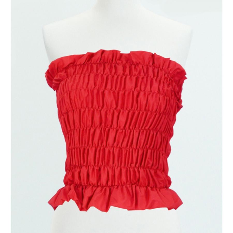 フラダンス シャーリングチューブトップ ブラウス レッド 1663r | 