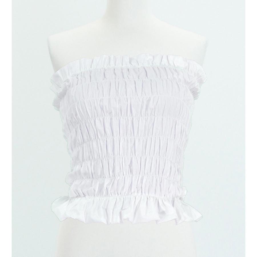 フラダンス シャーリングチューブトップ ブラウス ホワイト 1663w | 