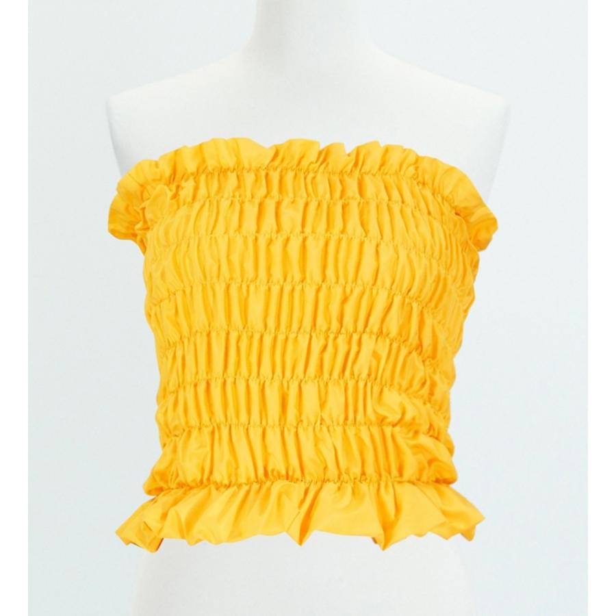 フラダンス シャーリングチューブトップ ブラウス イエロー 1663y | 