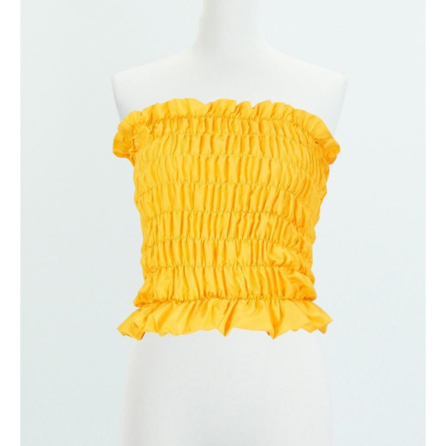 フラダンス シャーリングチューブトップ ブラウス イエロー 1663y |  | 02