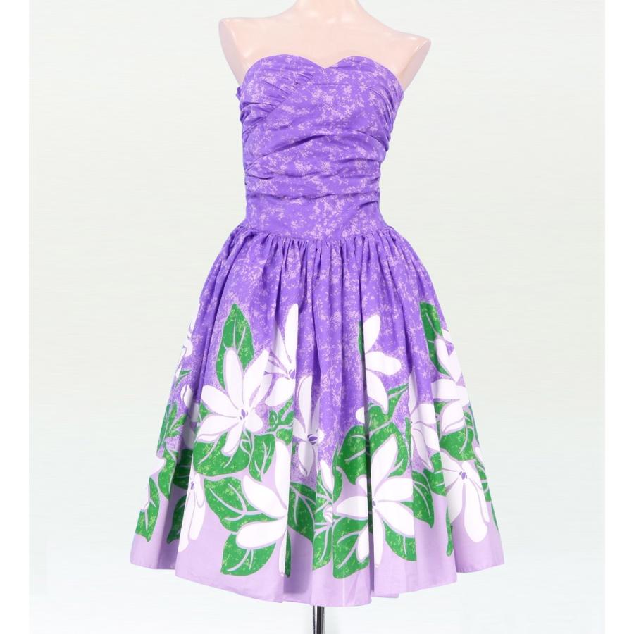 フラダンス ムームー フロントドレープミディ丈ドレス パープル Fサイズ 1757pF | 