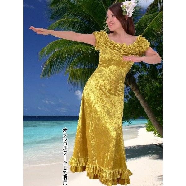 フラダンス シャンブレー ベルベット オフ・オンショルダー ドレス