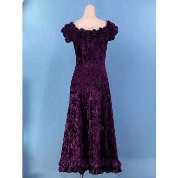 フラダンス シャンブレー ベルベット オフ・オンショルダー ドレス