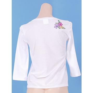 フラダンス ７分袖 Tシャツ XL プルメリア ホワイト 1776 XLw｜emika｜05