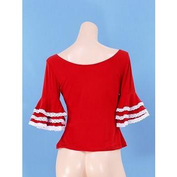 フラメンコ 3段レースフリル ブラウス レッド フリーサイズ 1781rF |  | 04