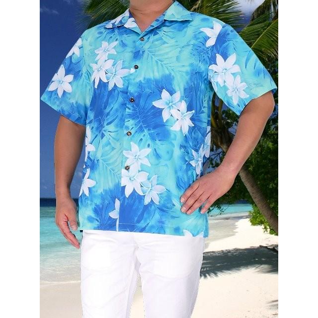 アロハシャツ メンズ ブルー プルメリア Mサイズ 1898blM |  | 01
