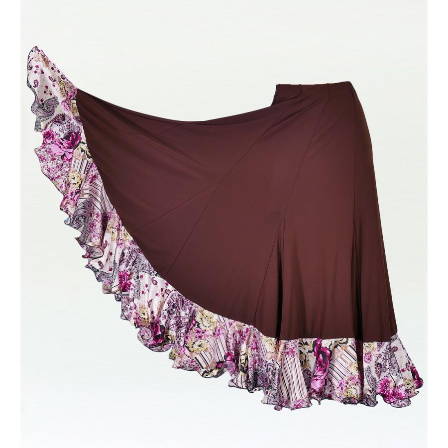 フラメンコ ローズ＆ペイズリーフリル ファルダスカート ブラウン フリーサイズ 1900br |  | 02