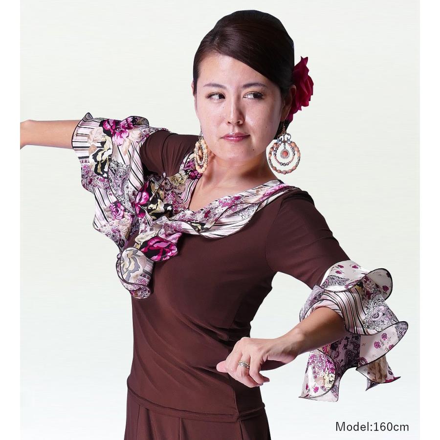 フラメンコ ローズ＆ペイズリーフリル ブラウス ブラウン フリーサイズ 1901br |  | 01