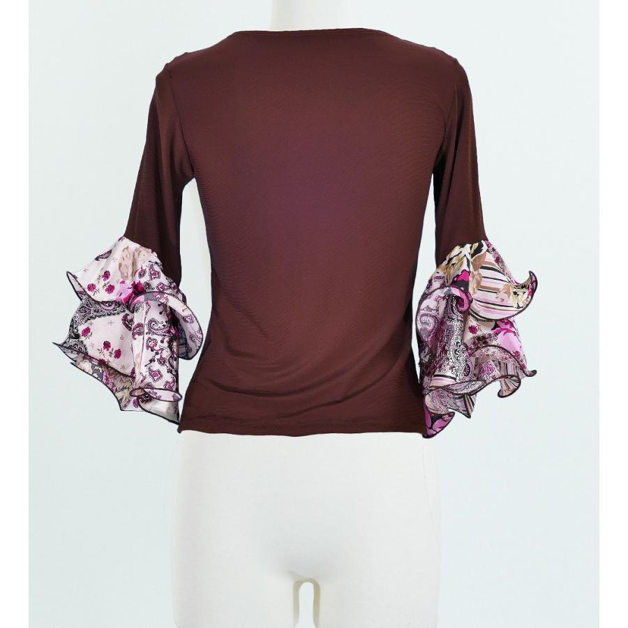 フラメンコ ローズ＆ペイズリーフリル ブラウス ブラウン フリーサイズ 1901br |  | 02