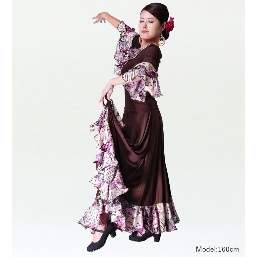 フラメンコ ローズ＆ペイズリーフリル セットアップ ブラウン フリーサイズ 1902br |  | 01