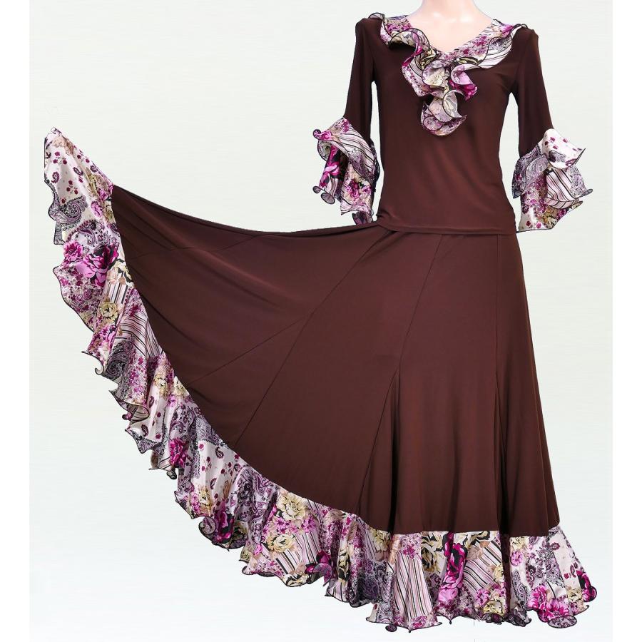 フラメンコ ローズ＆ペイズリーフリル セットアップ ブラウン フリーサイズ 1902br |  | 02