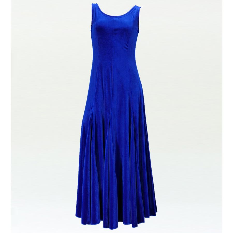 フラメンコ ベルベット ワンピース ロイヤルブルー フリーサイズ 1908b | 