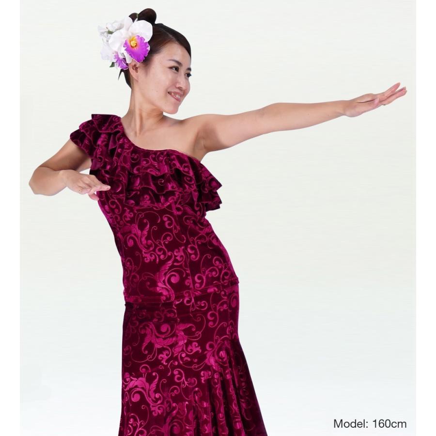 フラダンス 型押しベルベット ワンショルダーフリルブラウス ルビーワイン M（Fサイズ） 1909wiF |  | 01