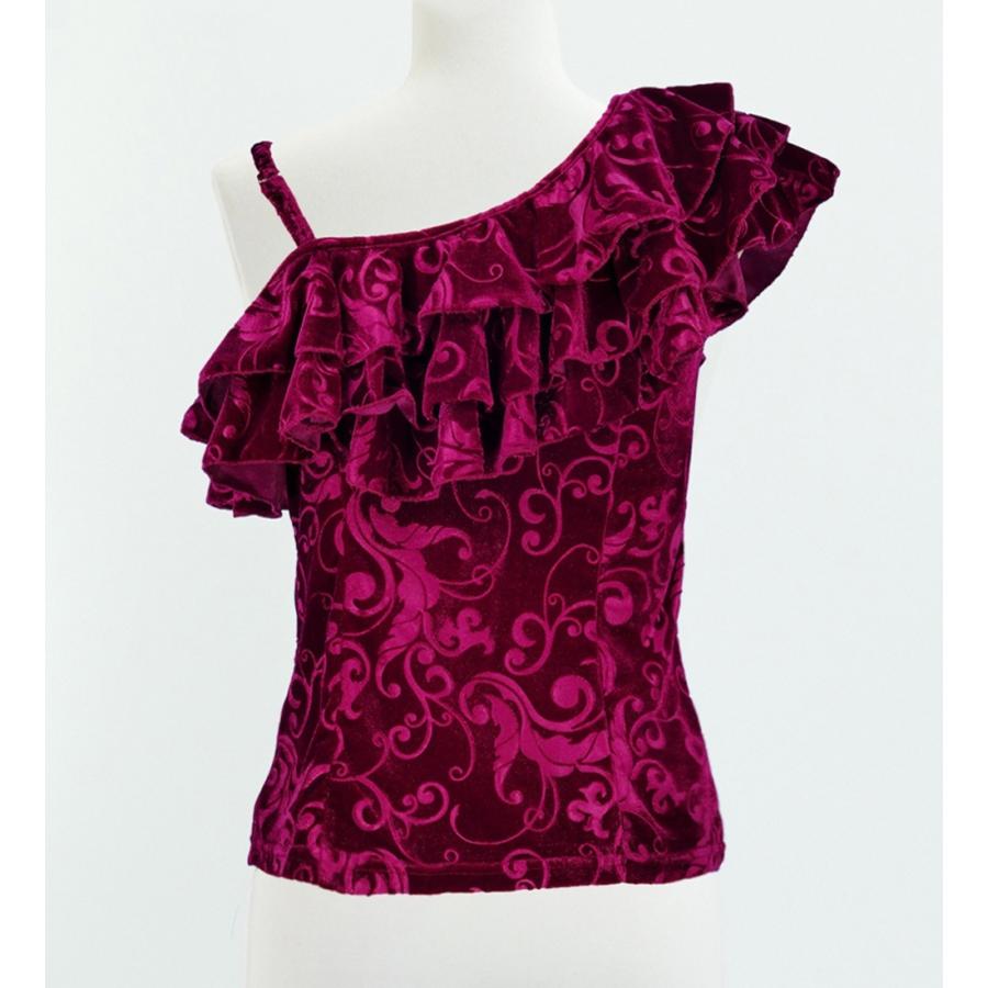 フラダンス 型押しベルベット ワンショルダーフリルブラウス ルビーワイン M（Fサイズ） 1909wiF |  | 02