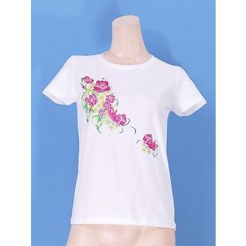 フラダンス Tシャツ L ローズ ホワイト 1915lw｜emika｜04