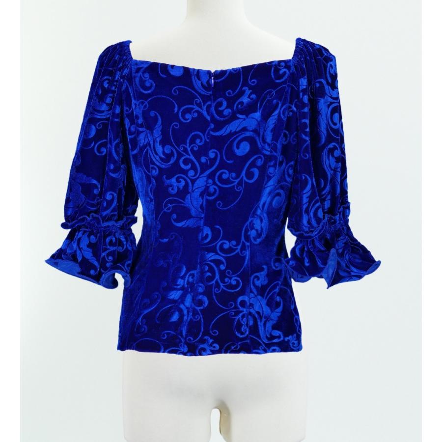 フラダンス 型押しベルベット ブラウス ブルー M(Fサイズ) 1916blF |  | 02