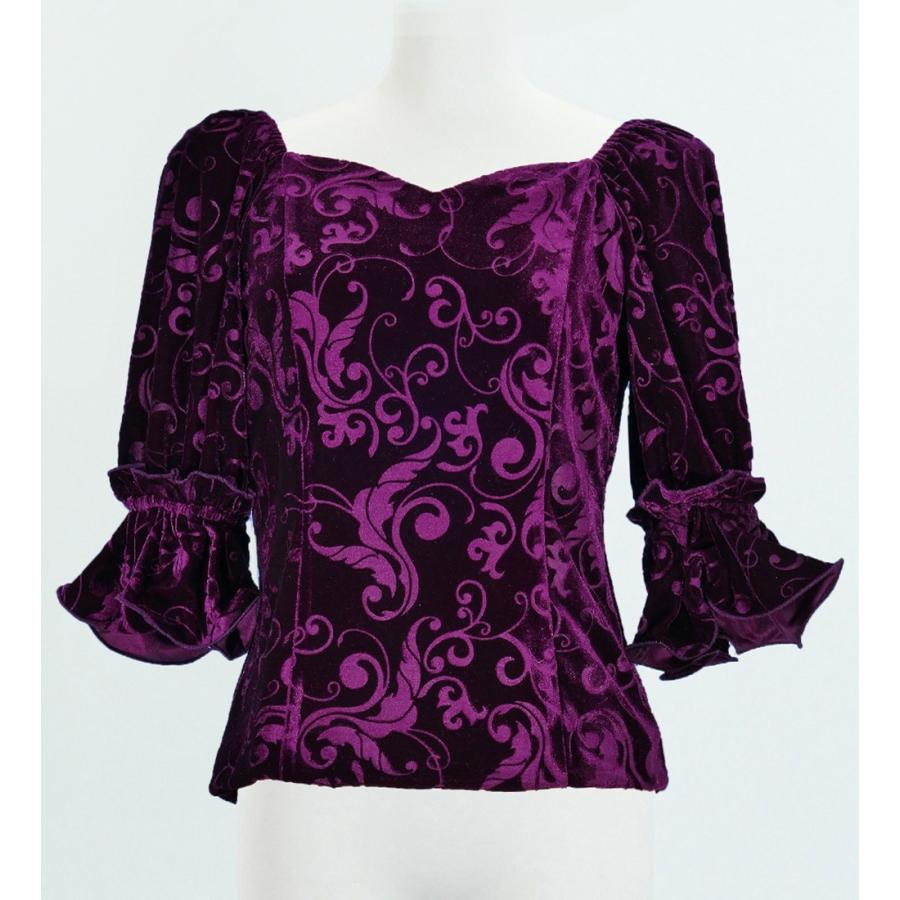 フラダンス 型押しベルベット ブラウス パープル M(Fサイズ) 1916pF | 