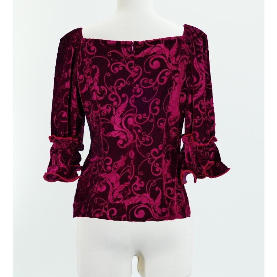 フラダンス 型押しベルベット ブラウス ルビーワイン LLサイズ 1916wiLL |  | 02