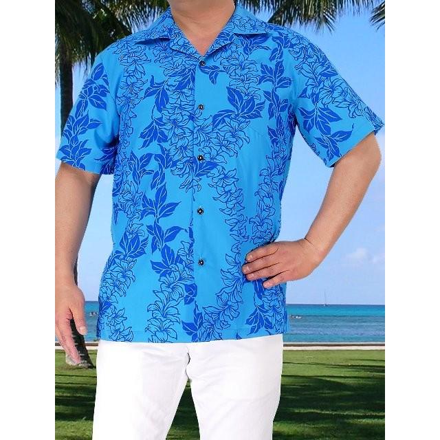アロハシャツ メンズ ブルー オーキッド Mサイズ 1971blM
