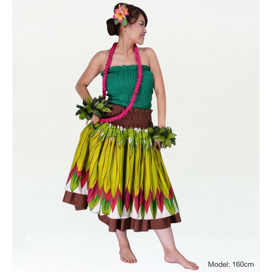 フラダンス ダブル リバーシブル パウスカート 73cm丈 ブラウン 2016