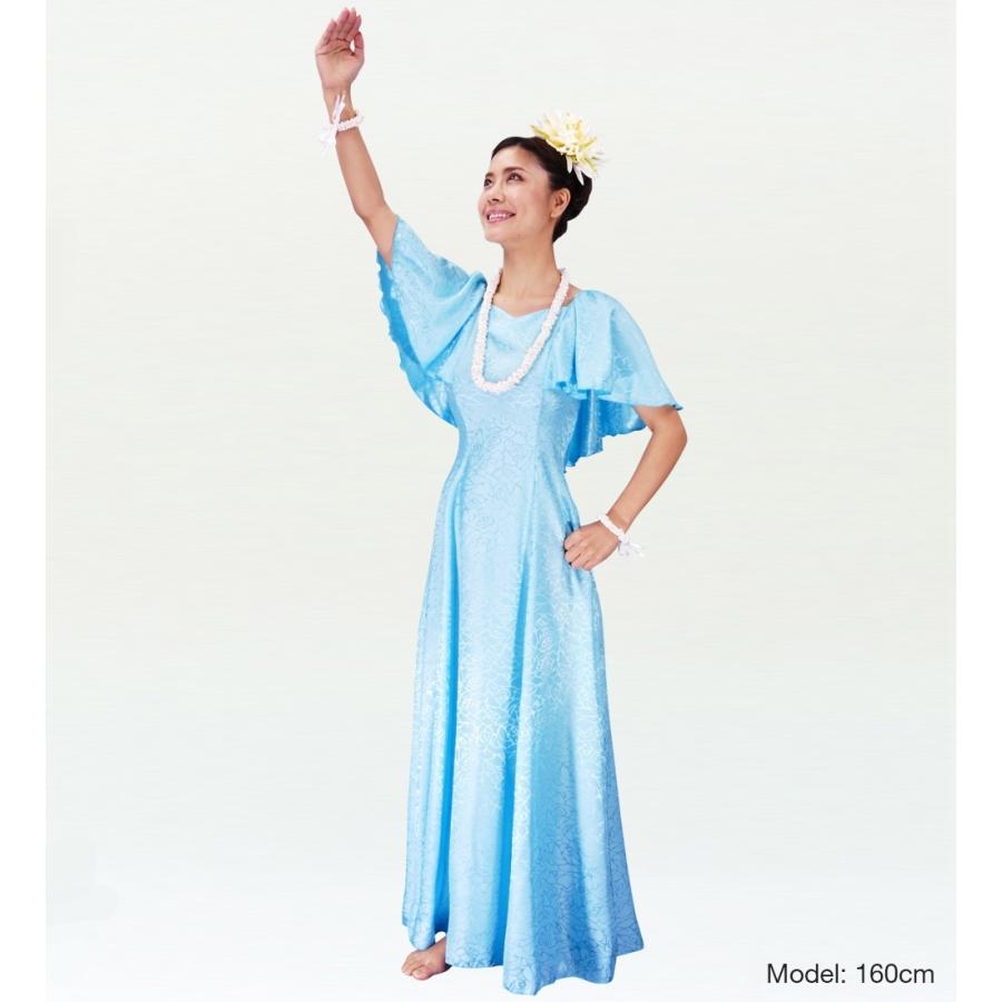 フラダンス ムームー フリル袖 ロング丈ドレス ライトブルー LLサイズ 2023lbLL |  | 01