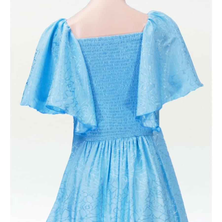 フラダンス ムームー フリル袖 ロング丈ドレス ライトブルー LLサイズ 2023lbLL |  | 03