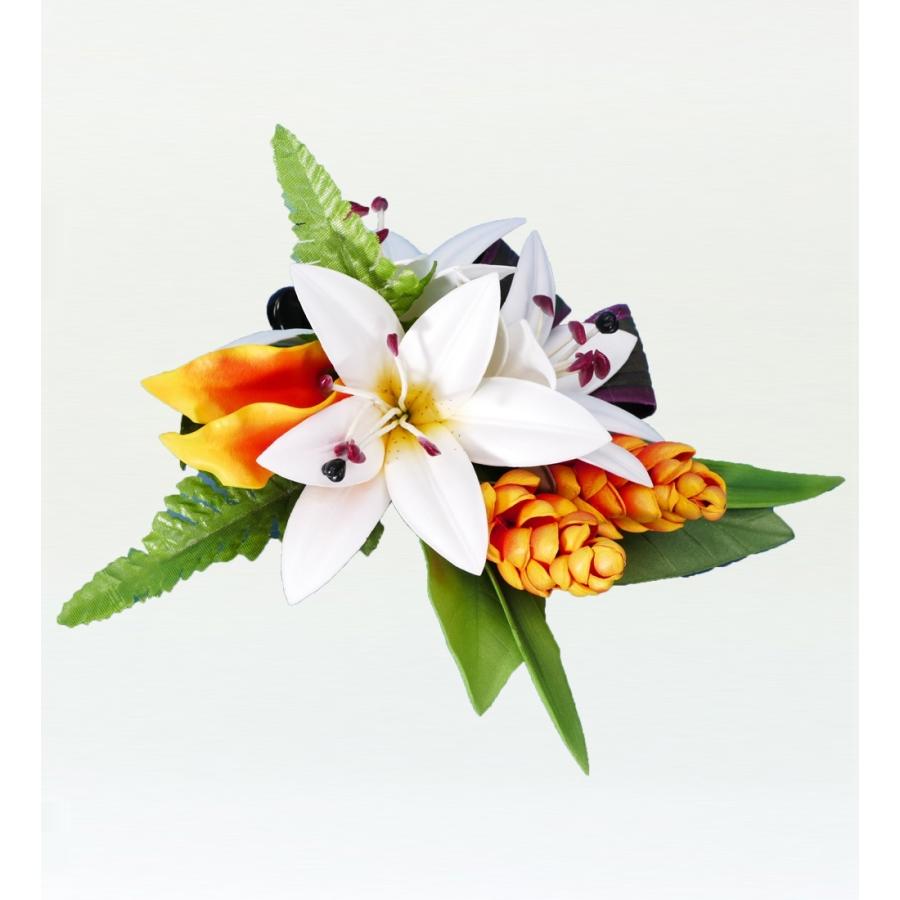 フラダンス リリー・トーチジンジャー ヘアクリップ ホワイト×イエロー 2052wy | 