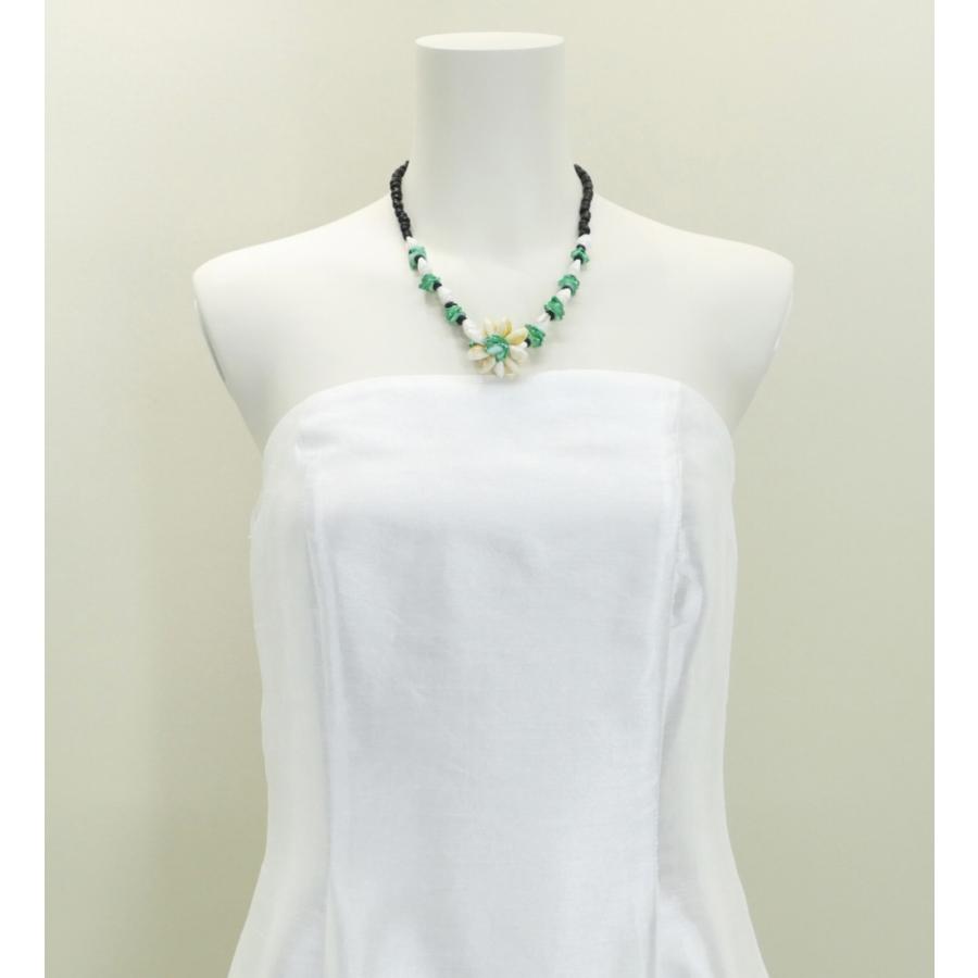 フラダンス シェル×ビーズ エキゾチックチョーカー グリーン×ブラック 2086 | 