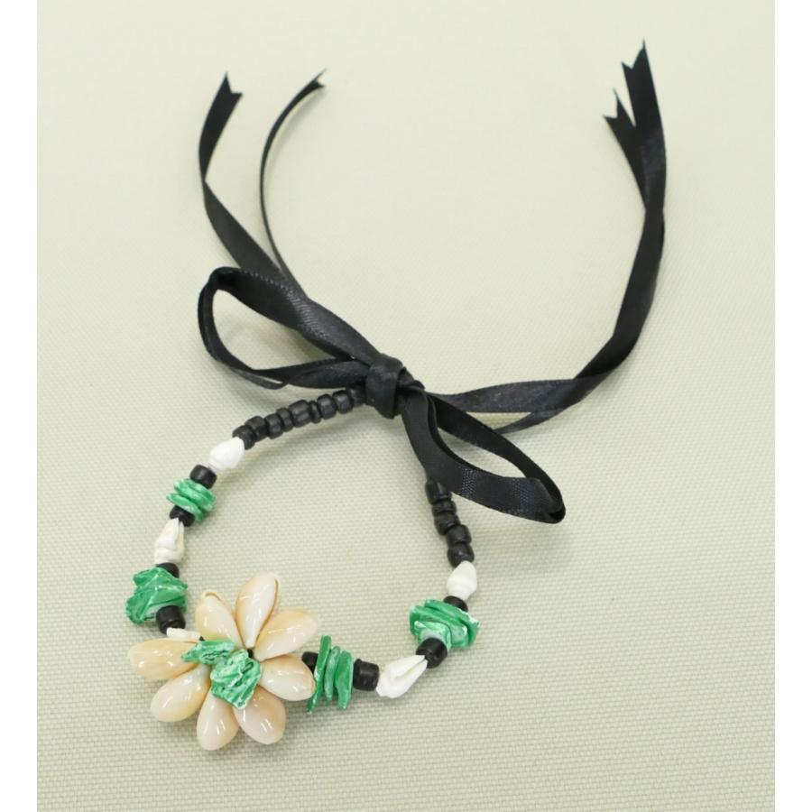 フラダンス シェル×ビーズ エキゾチックブレスレット グリーン×ブラック 1点 2089 |  | 02
