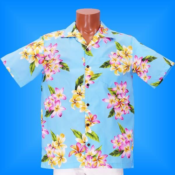 アロハシャツ メンズ ブルー プルメリア Sサイズ 2126blS | 