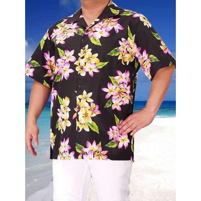 アロハシャツ メンズ ブラック プルメリア Mサイズ 2126bM |  | 01