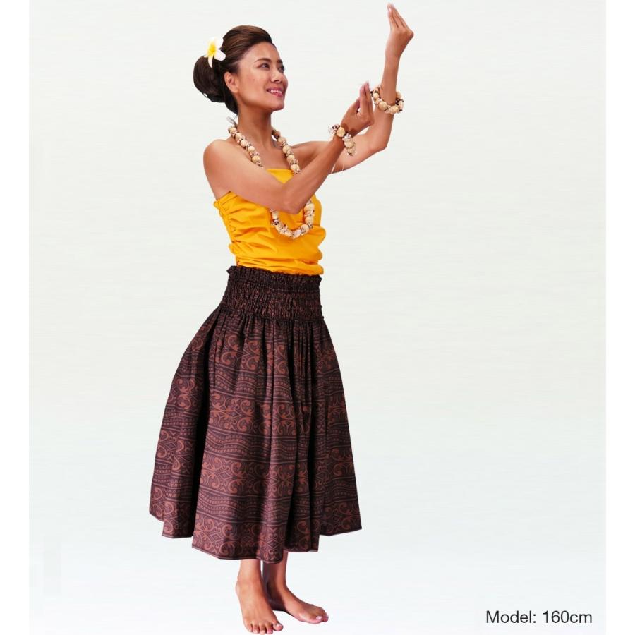 フラダンス パウスカート シングル78cm丈 ブラウン 2208 : emika