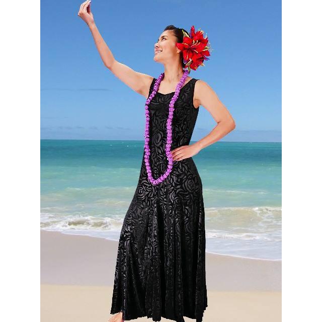 フラダンス ロケラニベルベット ワンピースドレス ブラック 2309bfa